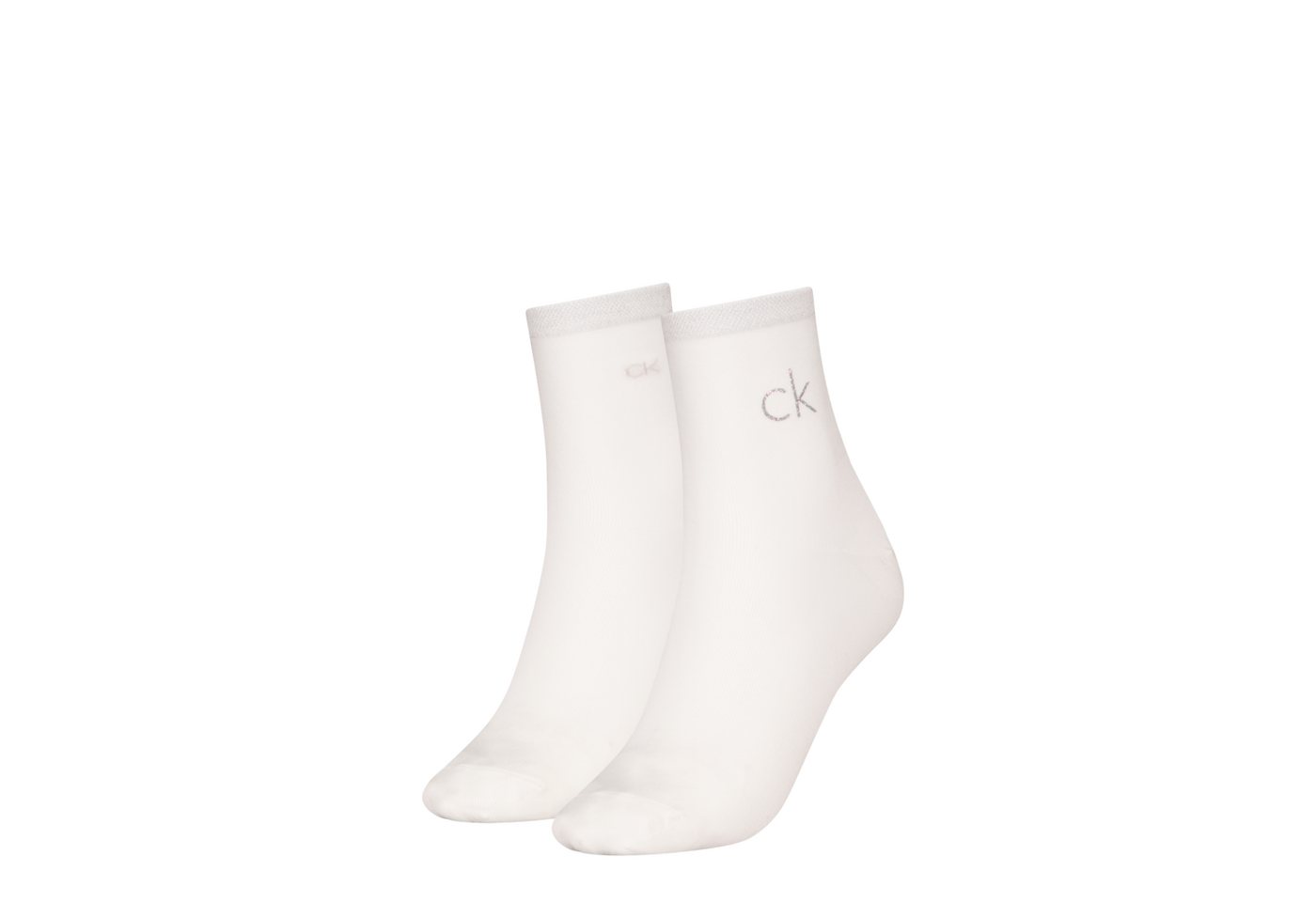 Calvin Klein Jeans Socken CK WOMEN SHORT SOCK 2P SHINY LOGO (2 Paar) 1x mit Glitzer-Logo von Calvin Klein Jeans