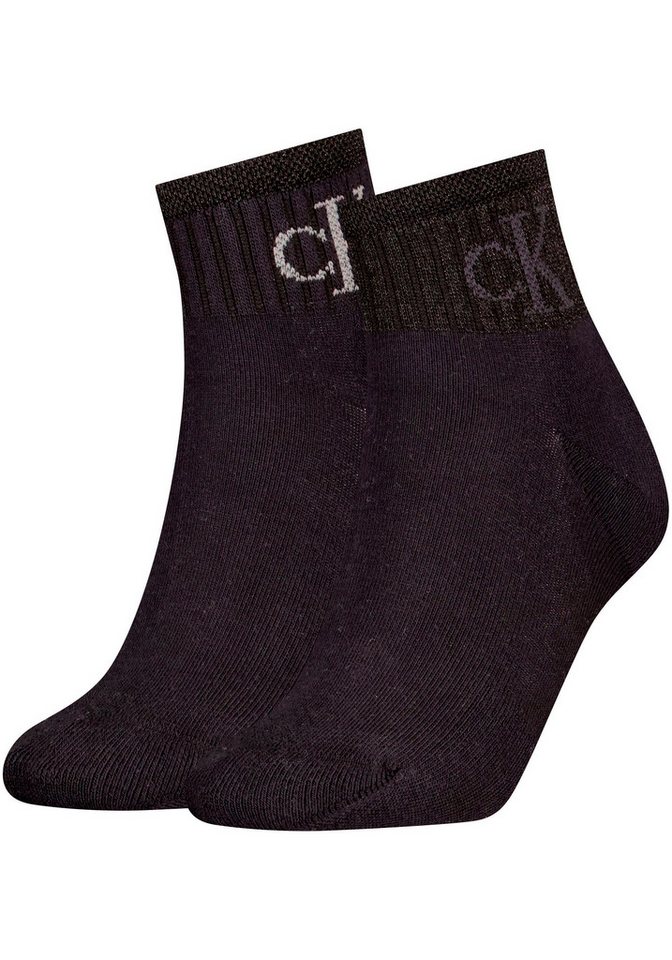 Calvin Klein Jeans Socken CKJ WOMEN QUARTER 2P GLOSSY RIB (2-Paar) mit dezentem Logo-Design von Calvin Klein Jeans