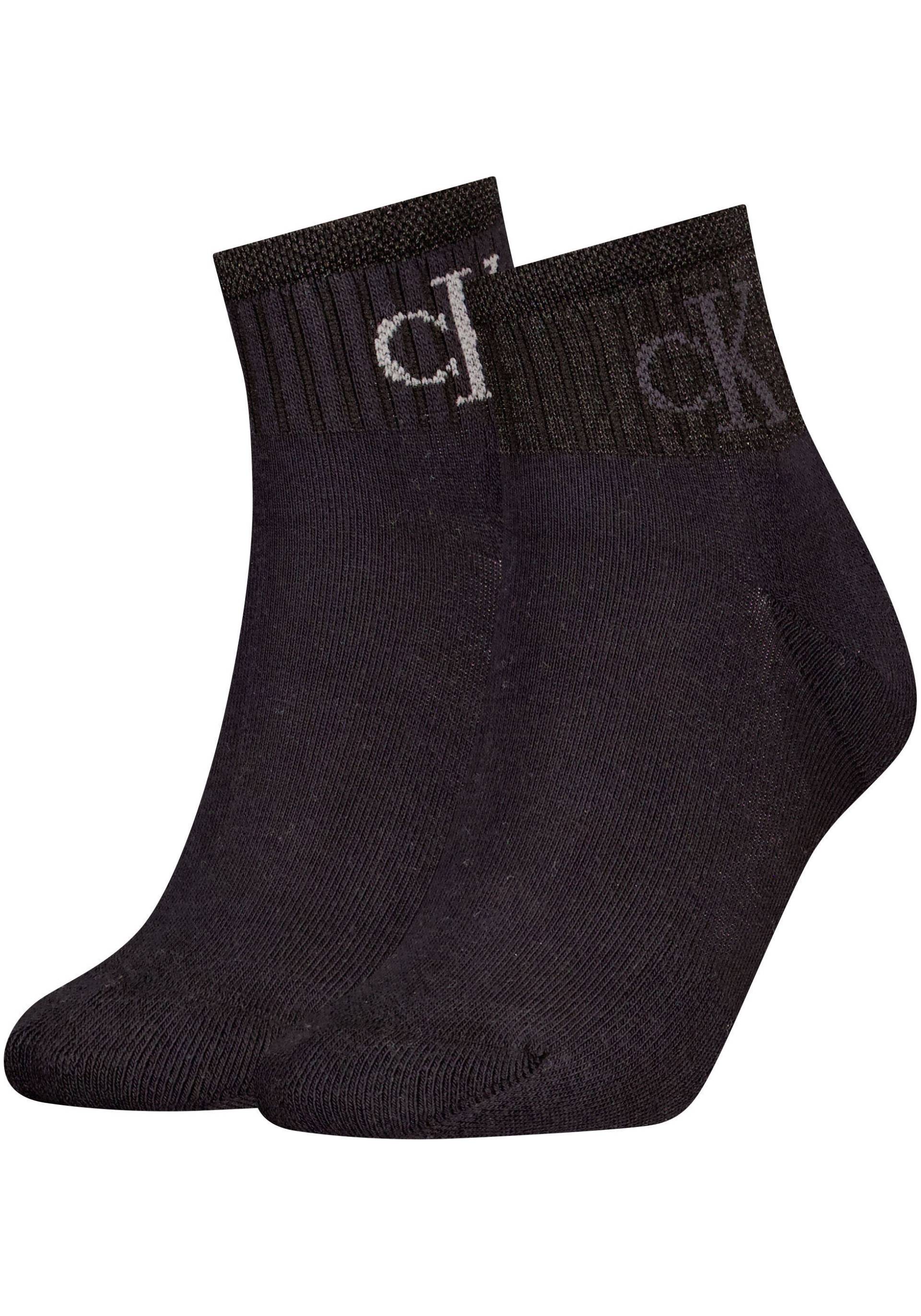 Calvin Klein Jeans Socken "CKJ WOMEN QUARTER 2P GLOSSY RIB" 2 Paar tlg. mit dezentem Logo-Design von Calvin Klein Jeans