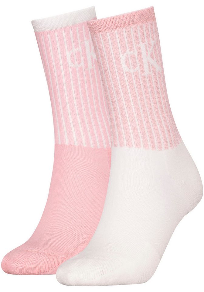 Calvin Klein Jeans Socken CKJ WOMEN SOCK 2P GLOSSY RIB (2-Paar, 2 Paar) mit Logostickerei von Calvin Klein Jeans
