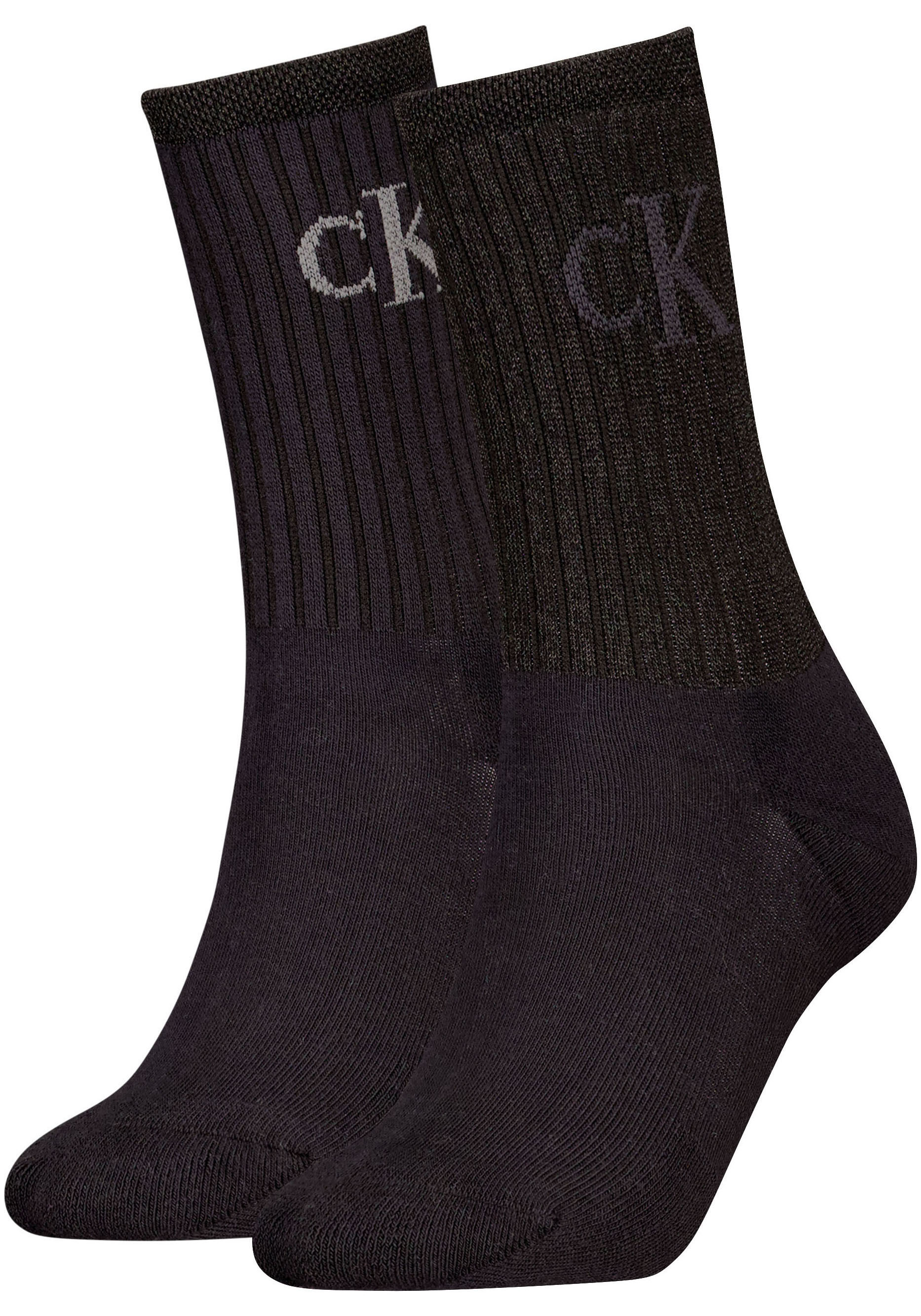Calvin Klein Jeans Socken "CKJ WOMEN SOCK 2P GLOSSY RIB" 2 Paar, 2 Stk. tlg. mit Logostickerei von Calvin Klein Jeans