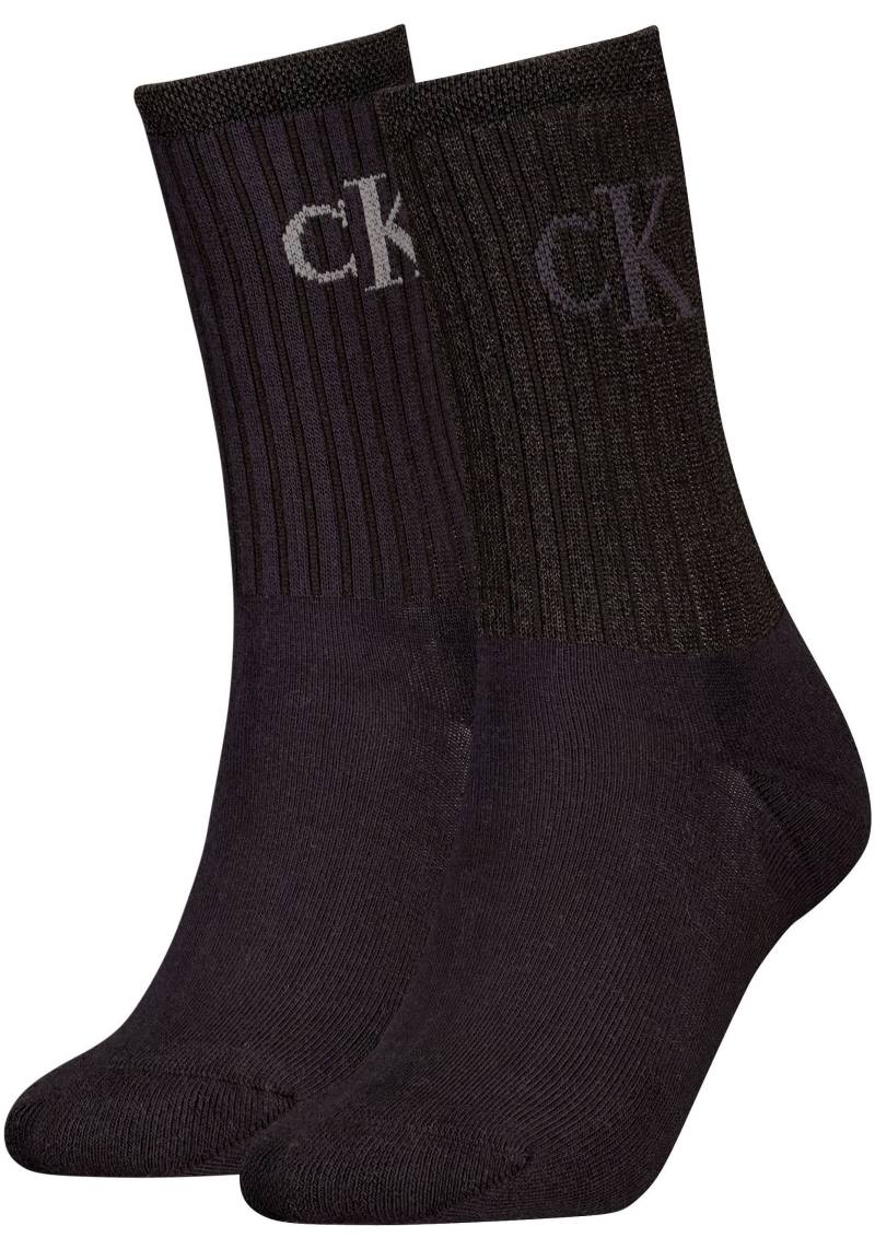 Calvin Klein Jeans Socken "CKJ WOMEN SOCK 2P GLOSSY RIB" 2 Paar, 2 Stk. tlg. mit Logostickerei von Calvin Klein Jeans
