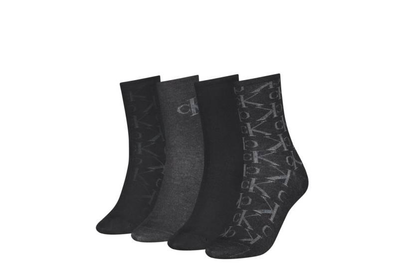 Calvin Klein Jeans Socken CKJ WOMEN SOCK 4P HOLIDAY PACK AOP (4-Paar, 4er Pack) Logo, schmales Bündchen von Calvin Klein Jeans
