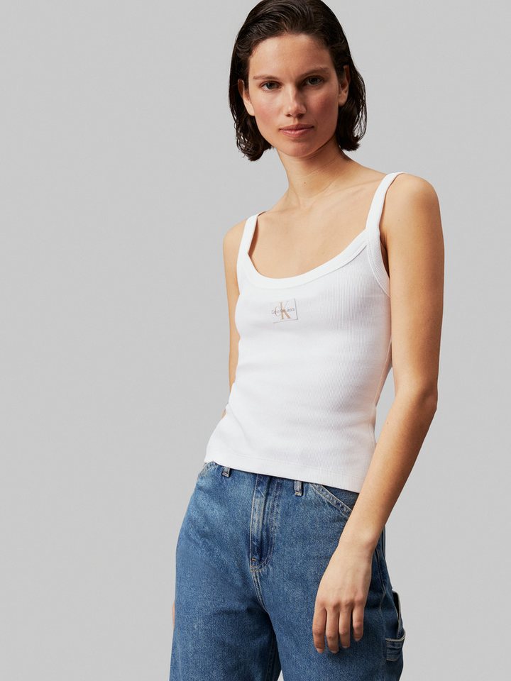Calvin Klein Jeans Spaghettitop WOVEN LABEL RIB TANK mit Logopatch von Calvin Klein Jeans