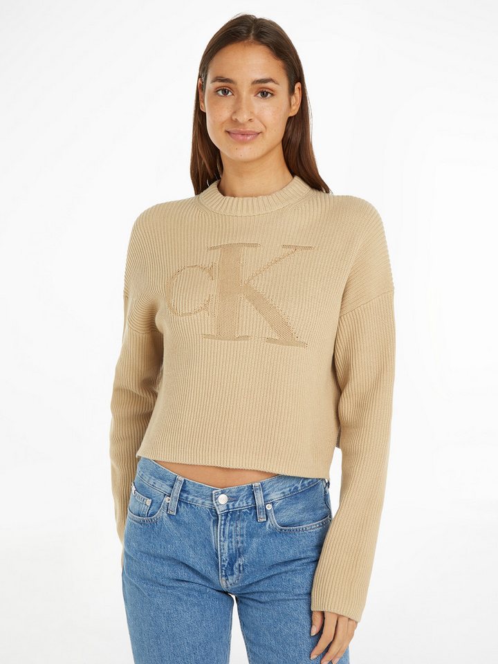Calvin Klein Jeans Stehkragenpullover LOGO INTARSIA REGULAR SWEATER mit Logostickerei von Calvin Klein Jeans