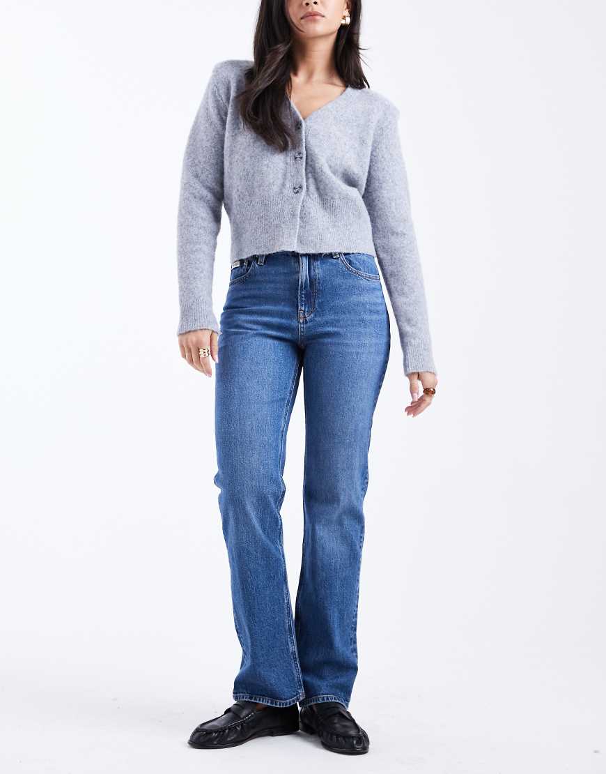 Calvin Klein Jeans - Straight Jeans in mittelblauer Waschung mit hohem Bund von Calvin Klein Jeans