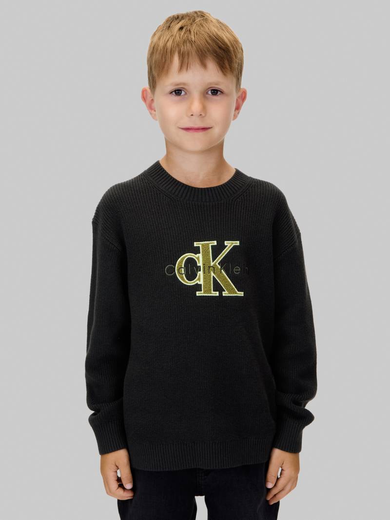 Calvin Klein Jeans Strickpullover "TOWELLING CK STITCH SWEATER", für Kinder bis 16 Jahre, Frottee-Applikation von Calvin Klein Jeans