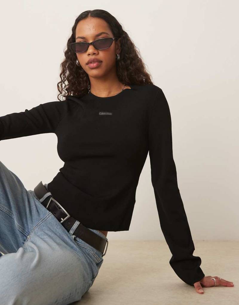 Calvin Klein Jeans - Strickpullover in CK_Schwarz mit schmalem Schnitt und Stretchanteil von Calvin Klein Jeans