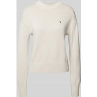 Calvin Klein Jeans Strickpullover mit Label-Stitching Modell 'MONOGRAM' in Ecru, Größe M von Calvin Klein Jeans