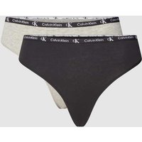 Calvin Klein Underwear String im unifarbenen Design Modell 'MODERN THONG' im 2er-Pack in Black, Größe M von Calvin Klein Underwear