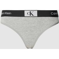 Calvin Klein Underwear String mit elastischem Logo-Bund Modell 'MODERN THONG' in Hellgrau Melange, Größe M von Calvin Klein Underwear