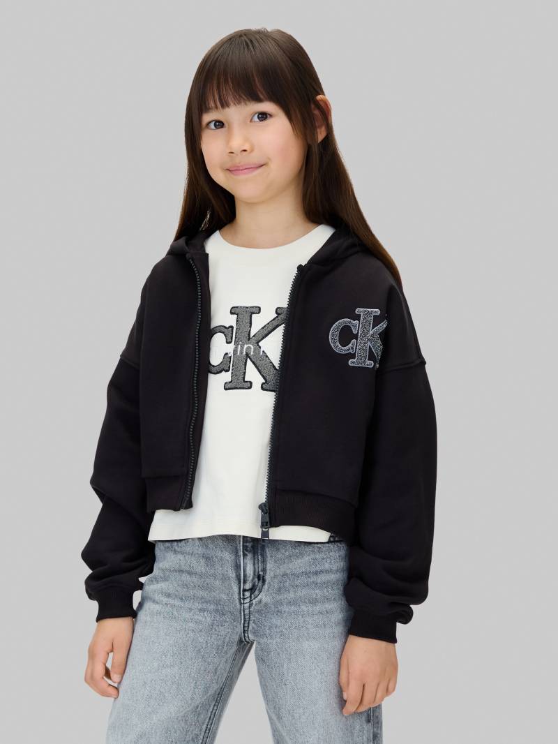 Calvin Klein Jeans Sweatjacke "CK LOGO TERRY ZIP THROUGH", für Kinder bis 16 Jahre, mit Glitzer-Applikation von Calvin Klein Jeans