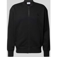 Calvin Klein Jeans Sweatjacke mit Label-Patch Modell 'APPLIQUE' in Black, Größe XXL von Calvin Klein Jeans