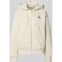 Calvin Klein Jeans Sweatjacke mit Label-Print in Ecru, Größe XL von Calvin Klein Jeans