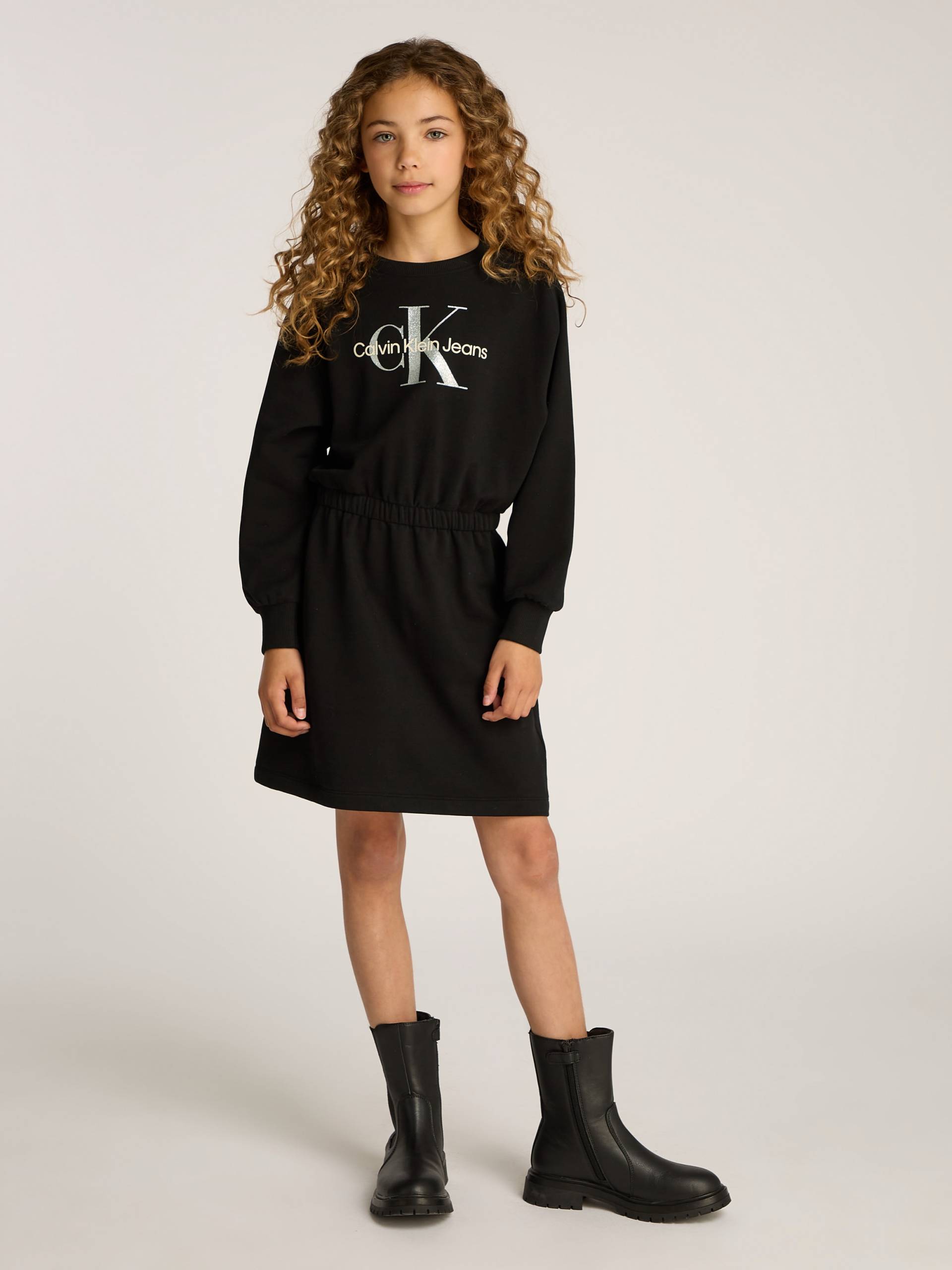 Calvin Klein Jeans Sweatkleid "GLITTER MONOLOGO HWK DRESS" für Kinder bis 16 Jahre mit Logoschriftzug von Calvin Klein Jeans
