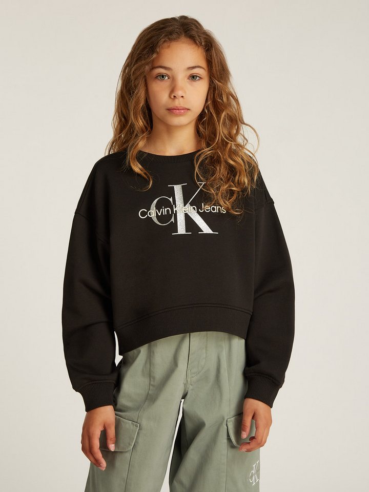Calvin Klein Jeans Sweatshirt GLITTER MONOLOGO CN SWEATSHIRT für Kinder bis 16 Jahre mit Logoschriftzug von Calvin Klein Jeans