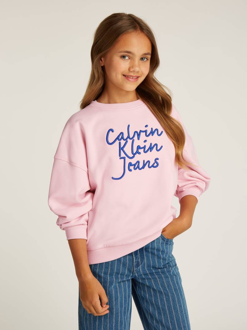 Calvin Klein Jeans Sweatshirt "HANDW LOGO EMBR CN SWEATSHIRT" für Kinder bis 16 Jahre mit Logostickerei von Calvin Klein Jeans
