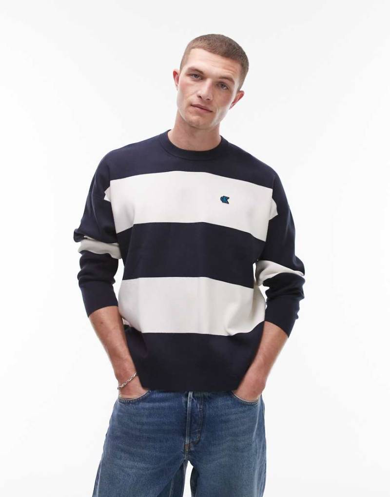 Calvin Klein Jeans - Sweatshirt in Marineblau und Wollweiß gestreift von Calvin Klein Jeans