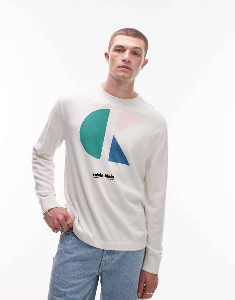 Calvin Klein Jeans - Sweatshirt in Wollweiß mit Pop-Art-Print von Calvin Klein Jeans