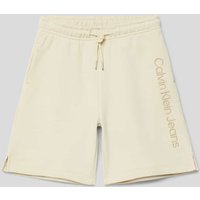 Calvin Klein Jeans Sweatshorts mit Label-Stitching in Beige, Größe 152 von Calvin Klein Jeans