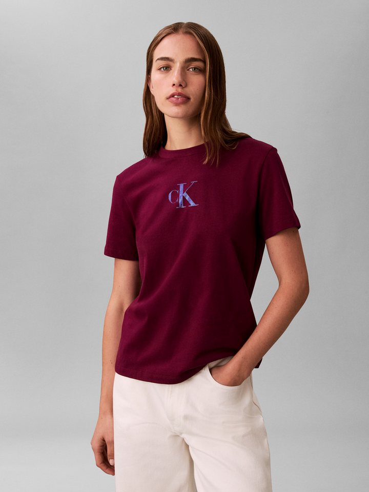 Calvin Klein Jeans T-Shirt Regular Fit, glänzender Logodruck, Rundhalsausschnitt von Calvin Klein Jeans