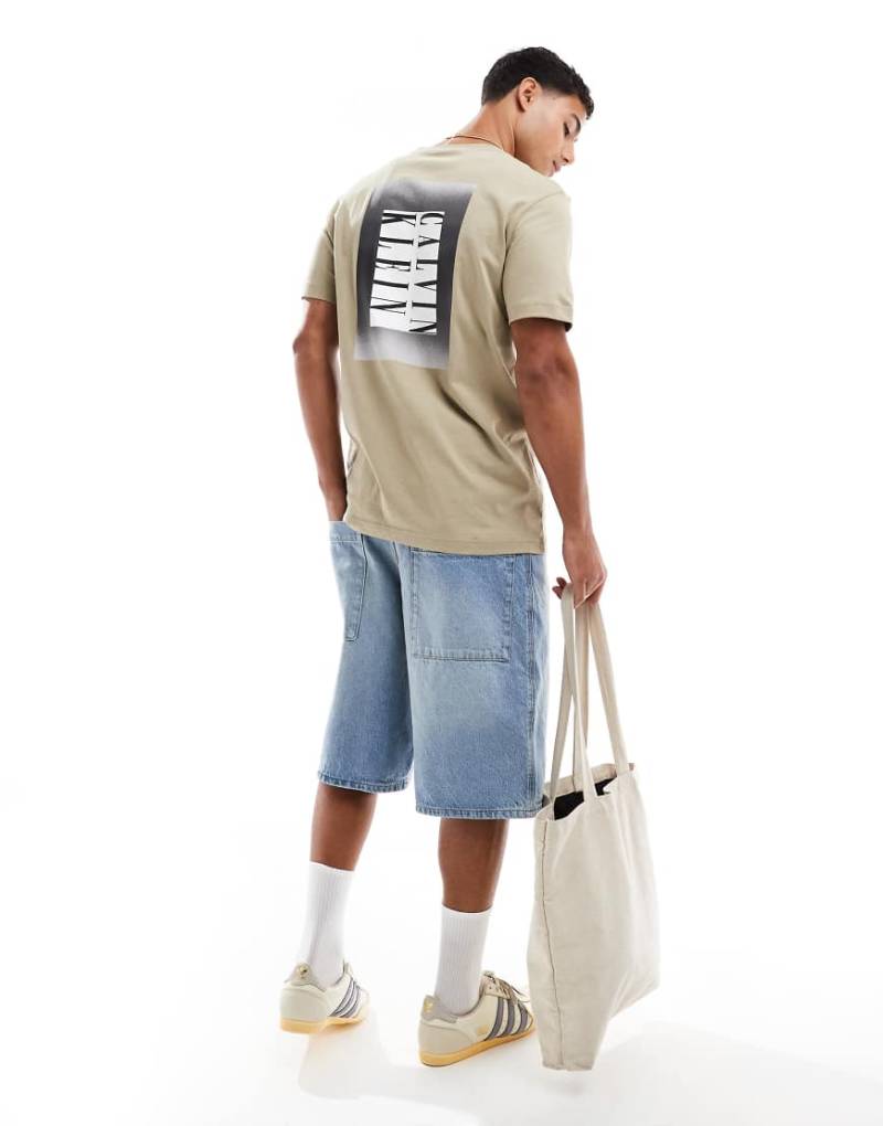 Calvin Klein Jeans - T-Shirt in Beige mit Ombré-Rückenprint und kastigem Schnitt-Neutral von Calvin Klein Jeans