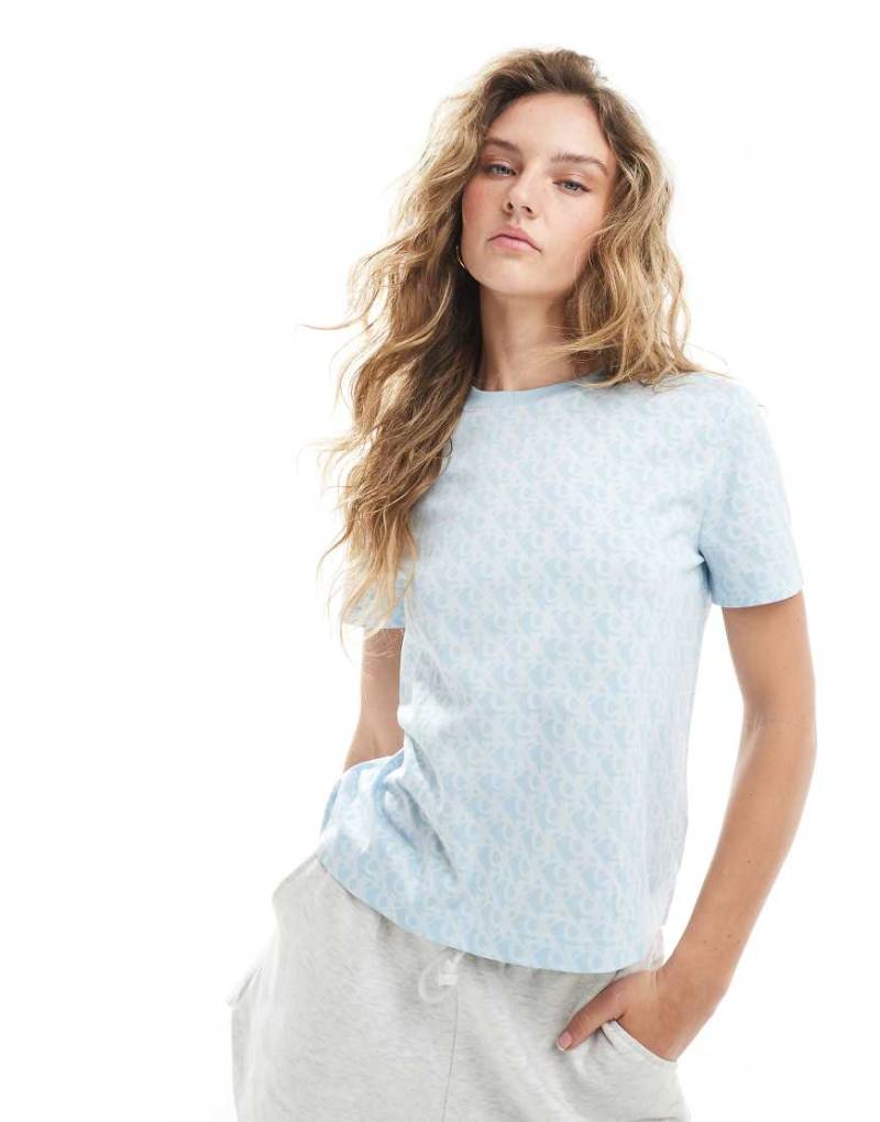 Calvin Klein Jeans - T-Shirt in Blassblau mit All-over-Print von Calvin Klein Jeans