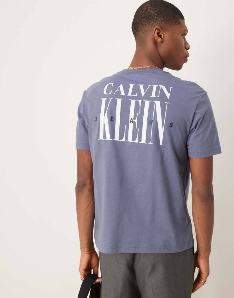 Calvin Klein Jeans - T-Shirt in Grau mit Logoprint hinten von Calvin Klein Jeans