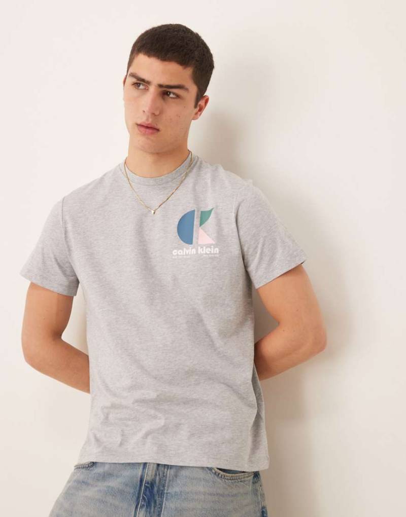 Calvin Klein Jeans - T-Shirt in Grau mit Pop-Art-Print-Weiß von Calvin Klein Jeans