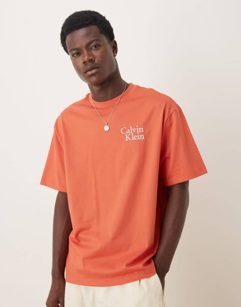 Calvin Klein Jeans - T-Shirt in gebranntem Orange mit Logo auf der Brust von Calvin Klein Jeans
