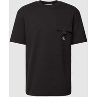 Calvin Klein Jeans T-Shirt mit Brusttasche und Label-Patch in Black, Größe M von Calvin Klein Jeans