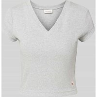 Calvin Klein Jeans T-Shirt mit Label-Detail in Hellgrau Melange, Größe XL Calvin Klein Jeans T-Shirt mit Label-Detail in Hellgrau Melange, Größe XL von Calvin Klein Jeans