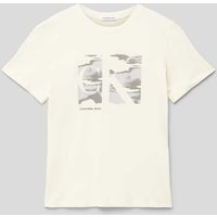 Calvin Klein Jeans T-Shirt mit Label-Motiv-Print Modell 'SERENITY MONOGRAM' in Offwhite, Größe 152 von Calvin Klein Jeans