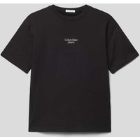 Calvin Klein Jeans T-Shirt mit Label-Print Modell 'SERENITY' in Black, Größe 140 von Calvin Klein Jeans