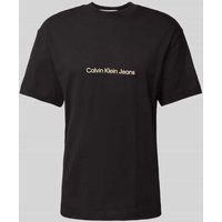 Calvin Klein Jeans T-Shirt mit Label-Print Modell 'SQUARE FREQUENCY' in Black, Größe M von Calvin Klein Jeans