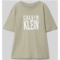 Calvin Klein Jeans T-Shirt mit Label-Print in Beige, Größe 164 von Calvin Klein Jeans