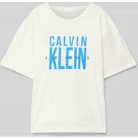 Calvin Klein Jeans T-Shirt mit Label-Print in Sand, Größe 164 von Calvin Klein Jeans