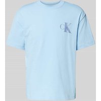 Calvin Klein Jeans T-Shirt mit Label-Print und Rundhalsausschnitt in Hellblau, Größe XL Calvin Klein Jeans T-Shirt mit Label-Print und Rundhalsausschnitt in Hellblau, Größe XL von Calvin Klein Jeans