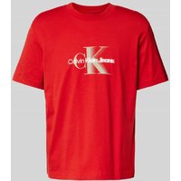 Calvin Klein Jeans T-Shirt mit Label-Print und Rundhalsausschnitt in Rot, Größe XXL von Calvin Klein Jeans
