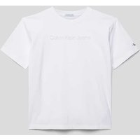 Calvin Klein Jeans T-Shirt mit Label-Stitching Modell 'RAISED' in Weiss, Größe 140 von Calvin Klein Jeans