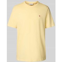 Calvin Klein Jeans T-Shirt mit geripptem Rundhalsausschnitt in Gelb, Größe XXL von Calvin Klein Jeans
