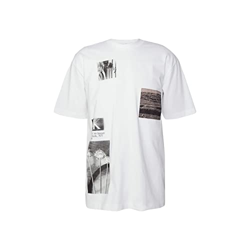 Calvin Klein Jeans T-Shirt mit kurzen Ärmeln für Herren, Modell Multi Landscape Graphic, aus Baumwolle, Weiß, XL von Calvin Klein Jeans