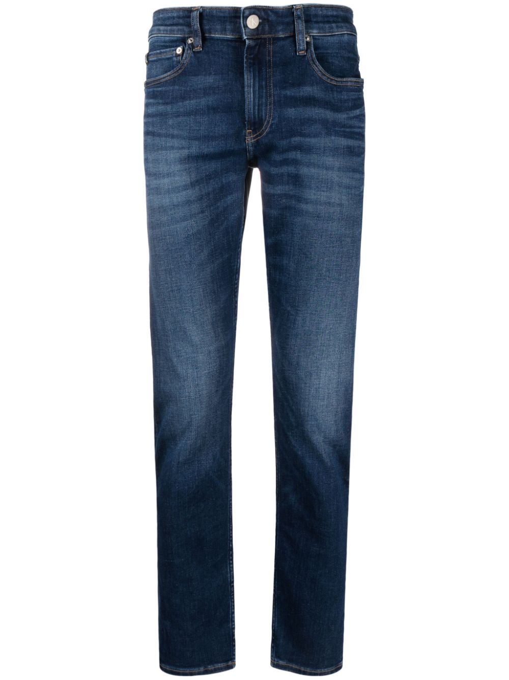 Calvin Klein Jeans Tapered-Jeans mit Logo-Patch - Blau von Calvin Klein Jeans