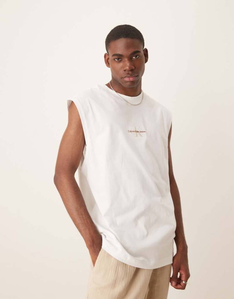 Calvin Klein Jeans - Trägershirt in Weiß mit Monogramm-Logo von Calvin Klein Jeans
