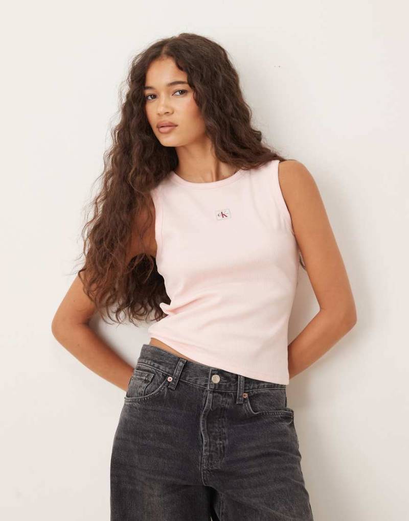 Calvin Klein Jeans - Trägertop in Pastellrosa mit Label aus Webstoff von Calvin Klein Jeans