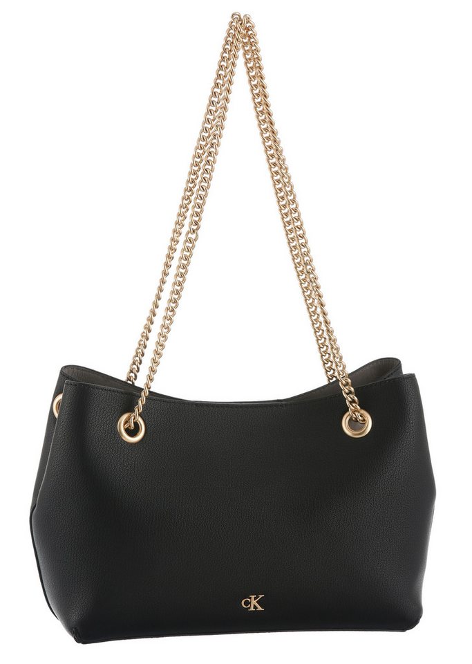 Calvin Klein Jeans Umhängetasche MNML MNGRM CHN SHLDR, Abendtasche, festliche Damen-Tasche, Schultertasche mit CK-Logo von Calvin Klein Jeans