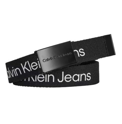 Calvin Klein Jeans Unisex Kinder Canvas Logo Metallic Buckle Belt IU0IU00569 Gürtel, Schwarz (Ck Black), L-XL von Calvin Klein Jeans