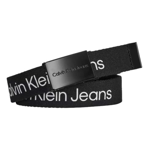 Calvin Klein Jeans Unisex Kinder Canvas Logo Metallic Buckle Belt IU0IU00569 Gürtel, Schwarz (Ck Black), S-M von Calvin Klein Jeans