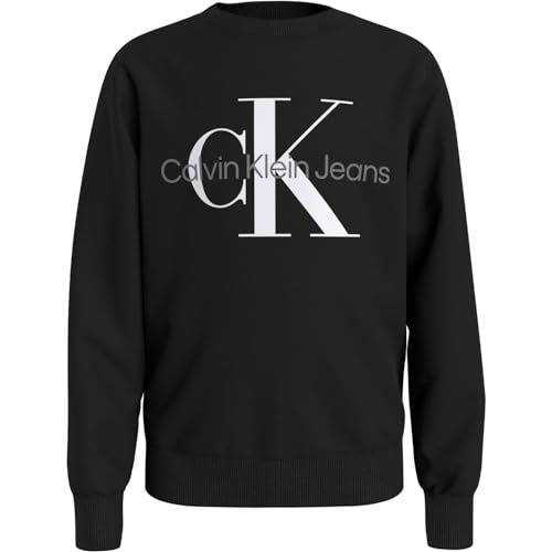 Calvin Klein Jeans Unisex Kinder Monogram Terry Cn IU0IU00602 Sweatshirts, Schwarz (Ck Black), 14 Jahre von Calvin Klein Jeans