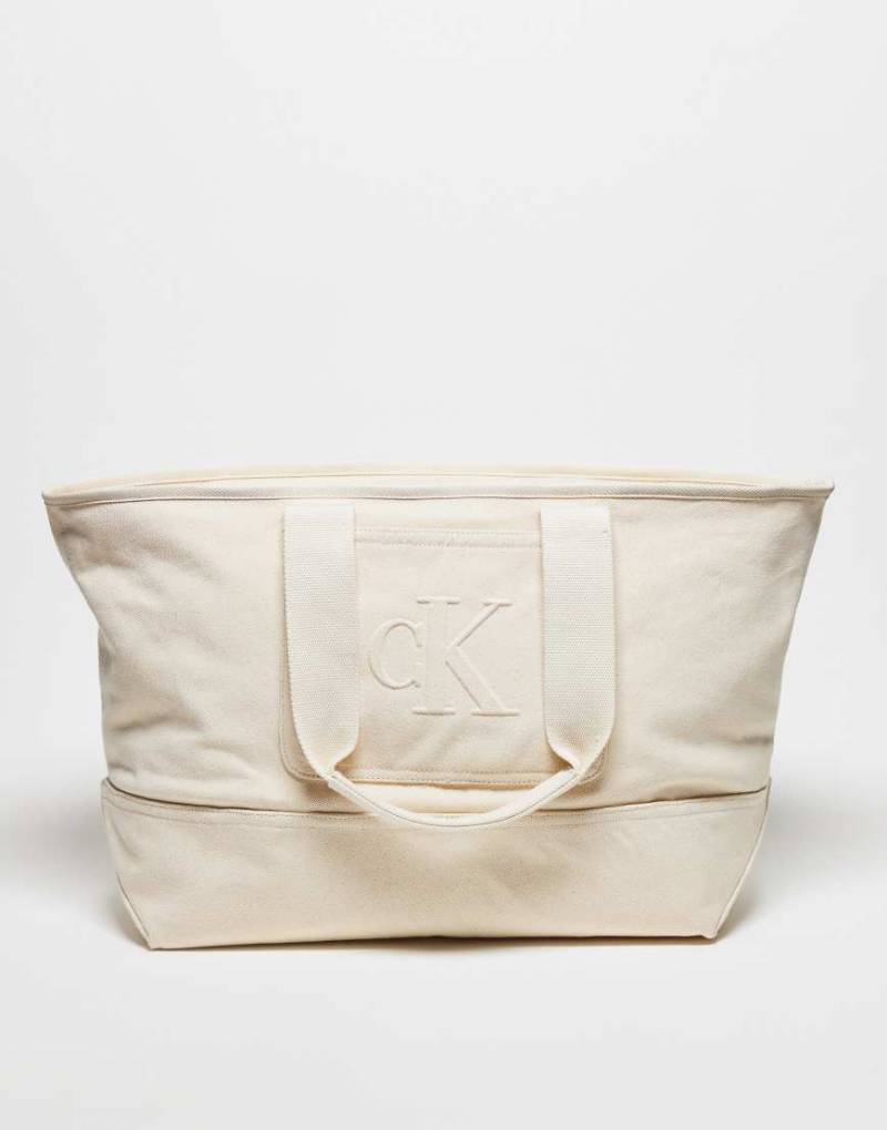 Calvin Klein Jeans - Unisex-Weekender aus Canvas in Wollweiß von Calvin Klein Jeans